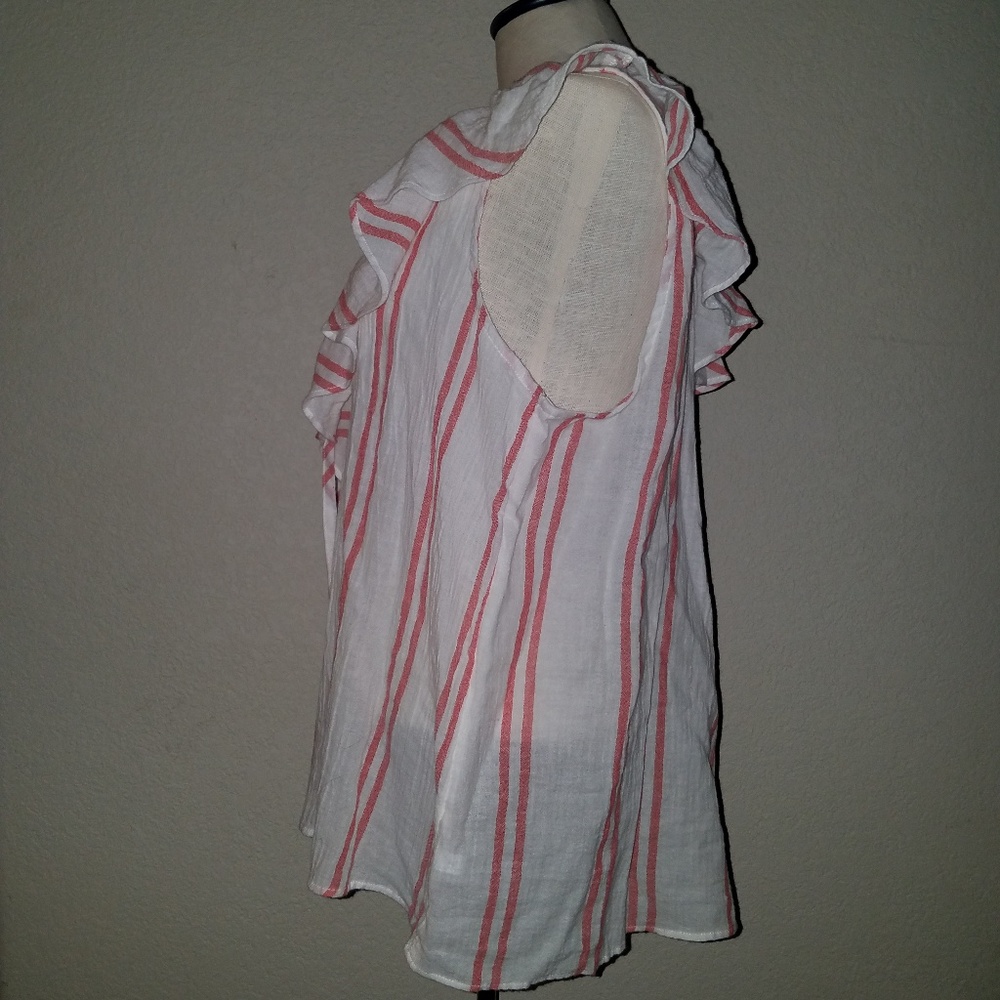 Universal Thread Ruffle Bib Top Red Striped XL - Picture 4 of 8